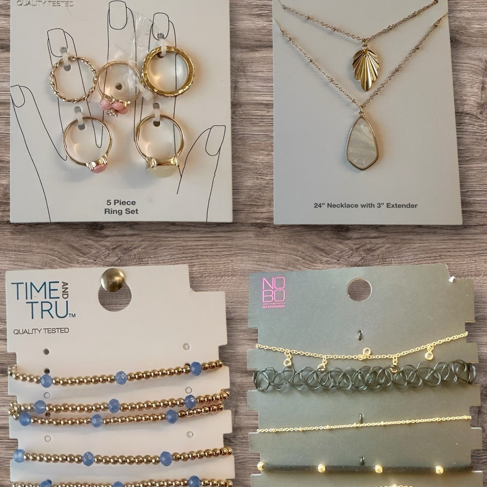 Assorted Jewelry Set - Gold, Blue, Pink